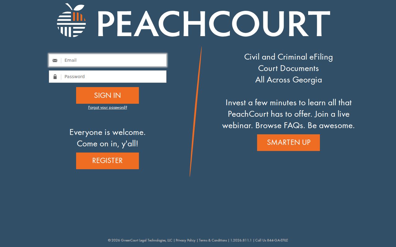 Walker County case search PeachCourt account access screen