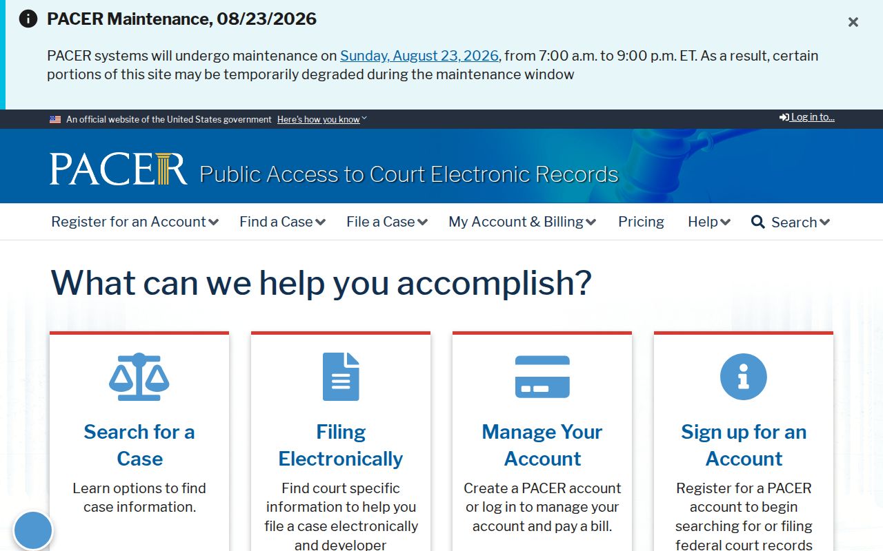 Walker County court docket PACER federal records access